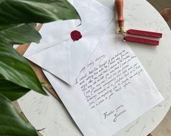 Handwritten Letters with Wax Seal Love Anniversary Proposal Handwritten Letter Personalized Handwritten Custom Handwritten Wedding Vows