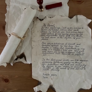 Vintage Handwritten Letter with Wax Seal: Personalized Custom Vows