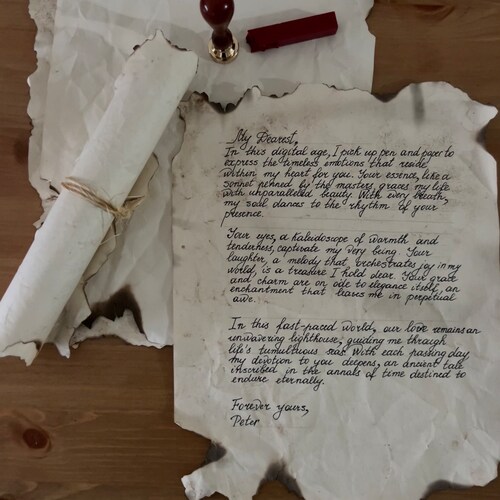 Vintage Handwritten Letter with Wax Seal: Personalized Custom Vows