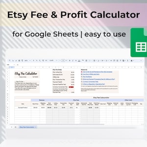 Etsy Pricing Fee & Profit Rechner Tabelle | Google Sheets | Etsy Verkäufer | Preistabelle | Etsy-Gebühr | Etsy-Kosten | Gebühren-Plan