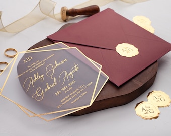 Timeless Beauty: Burgundy and Gold Wedding Invitation