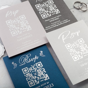 Modern QR Code Wedding RSVP Cards: Custom Invitations