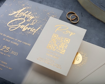 Gold Foil Ivory Acrylic Wedding Invitation