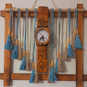 MAKROME cuerda tejida decoración de pared de madera y reloj de madera producto colgante de pared mesa artística reloj de pared reloj de madera