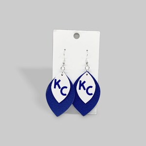 Kansas City Royals Earrings - Cute Royals Earrings - KC Royals Earrings - KC Royals Leather Earrings - Royals Dangle Earrings - Cute KC Ear