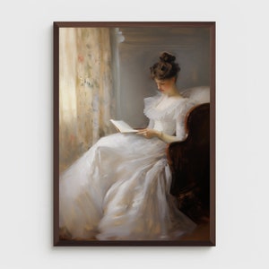 Woman Reading a Book Painting | Portrait Print | Antique Wall Deco | PRINTABLE Digital Download