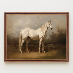 Rustic Horse Painting | Vintage Wall Art | Cottagecore Decor | Horse Oil Painting | Digital Download |