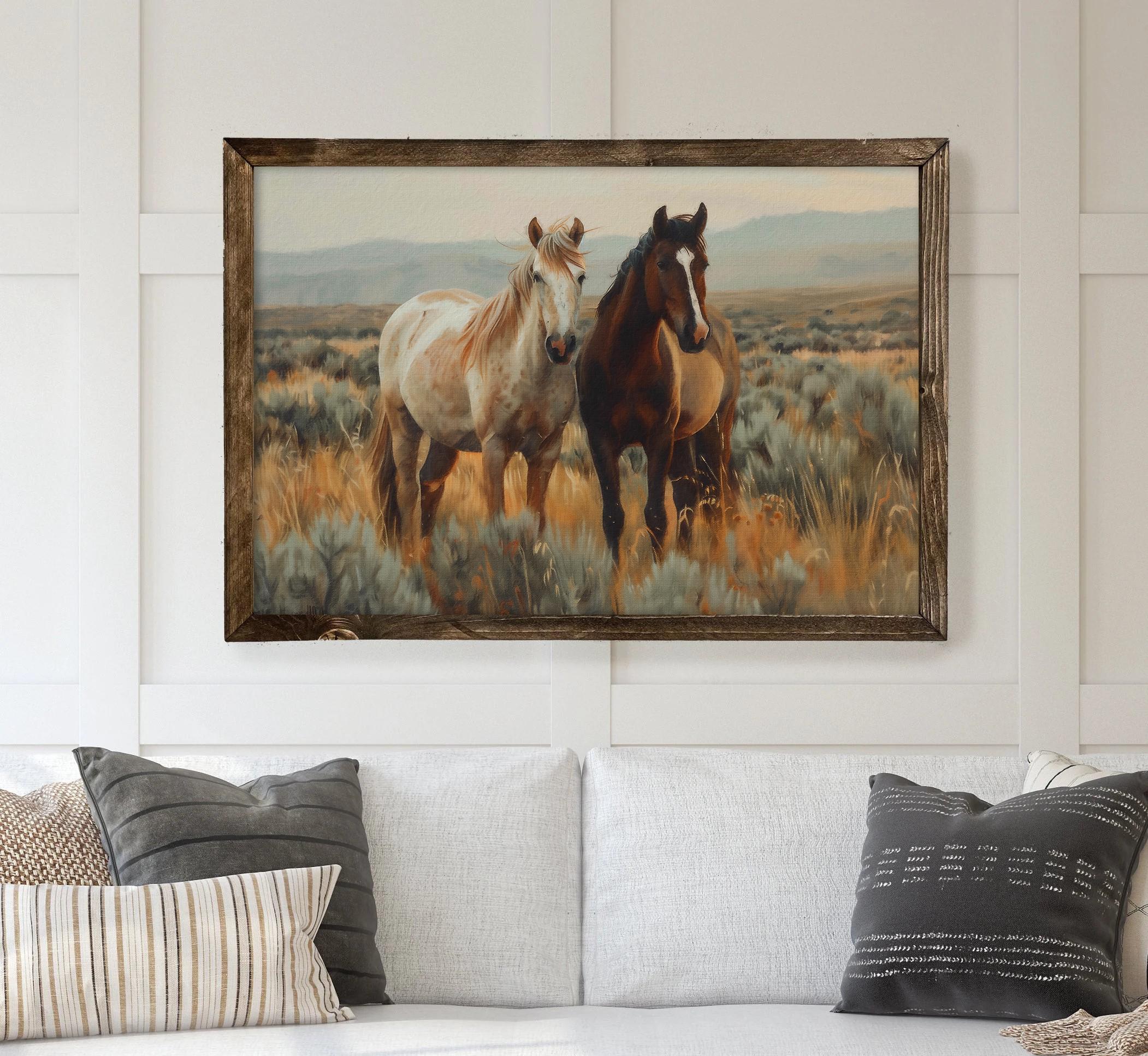 Rustic Horse Design Rustic Horse Painting | Vintage Country Wall Art | Equestrian Decor ...