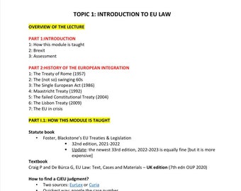 Notas sobre la legislación de la Unión Europea