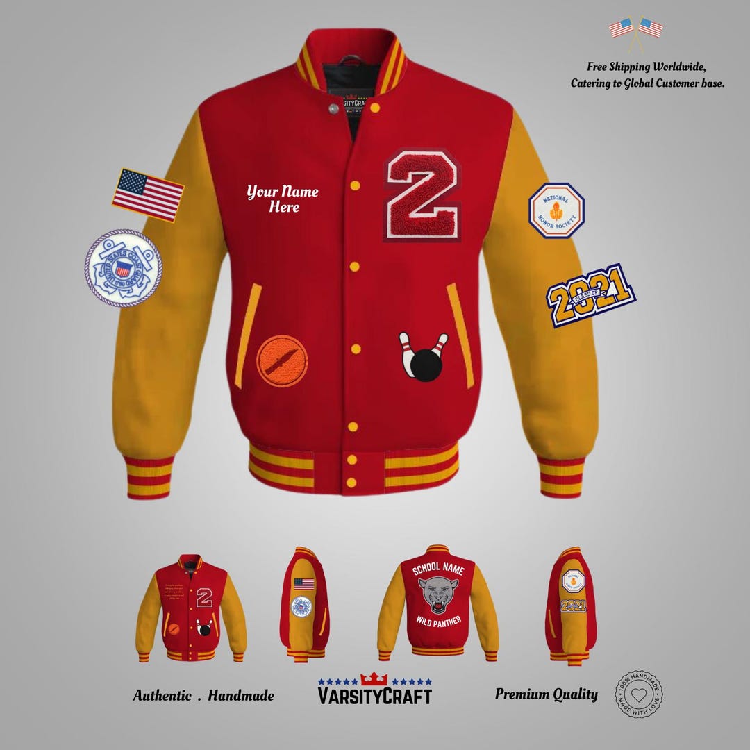 Custom Varsity Letterman Baseball Jacket Yellow Leather