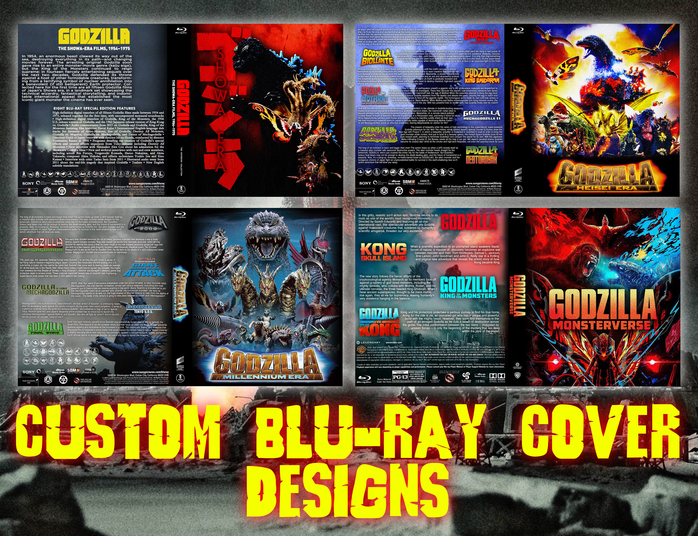 CUSTOM Blu-Ray COVER - Godzilla Era Collection (Showa, Heisei, Millennium, and Monsterverse)