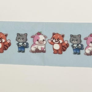 Panda rosso, mucca fragola, gatto grigio, nastro washi, nastro washi blu, nastro washi kawaii, nastro per scrapbooking, nastro bujo, nastro per bullet journal, animale