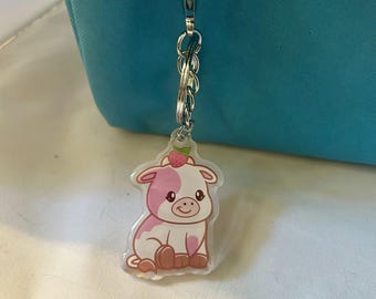 Kayla the Strawberry Cow Acrylic Keychain