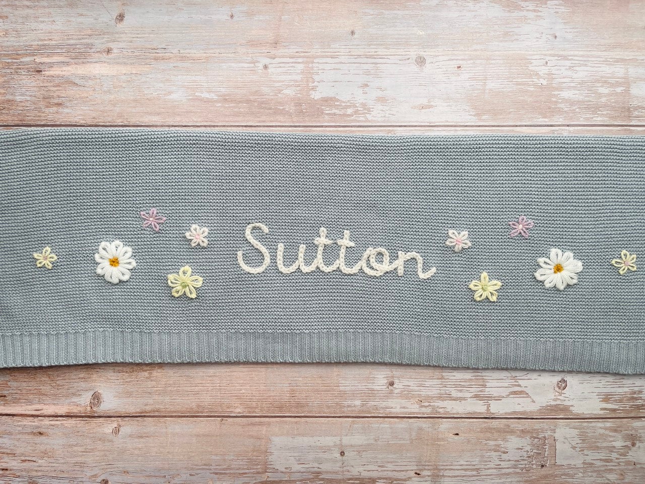 Baby Knit Blanket with Custom Embroidery, Soft Cotton, Newborn Gift, Baby Shower Present