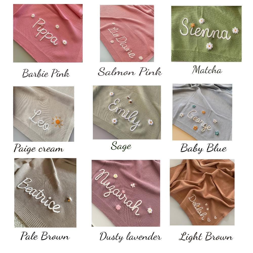 Baby Knit Blanket with Custom Embroidery, Soft Cotton, Newborn Gift, Baby Shower Present