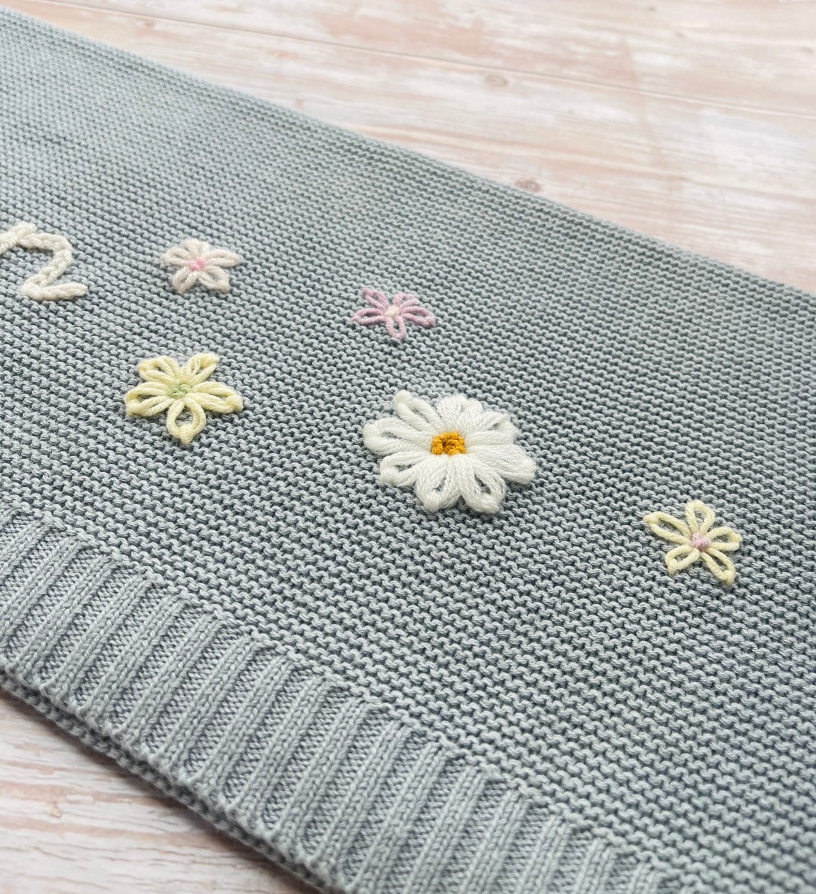 Baby Knit Blanket with Custom Embroidery, Soft Cotton, Newborn Gift, Baby Shower Present
