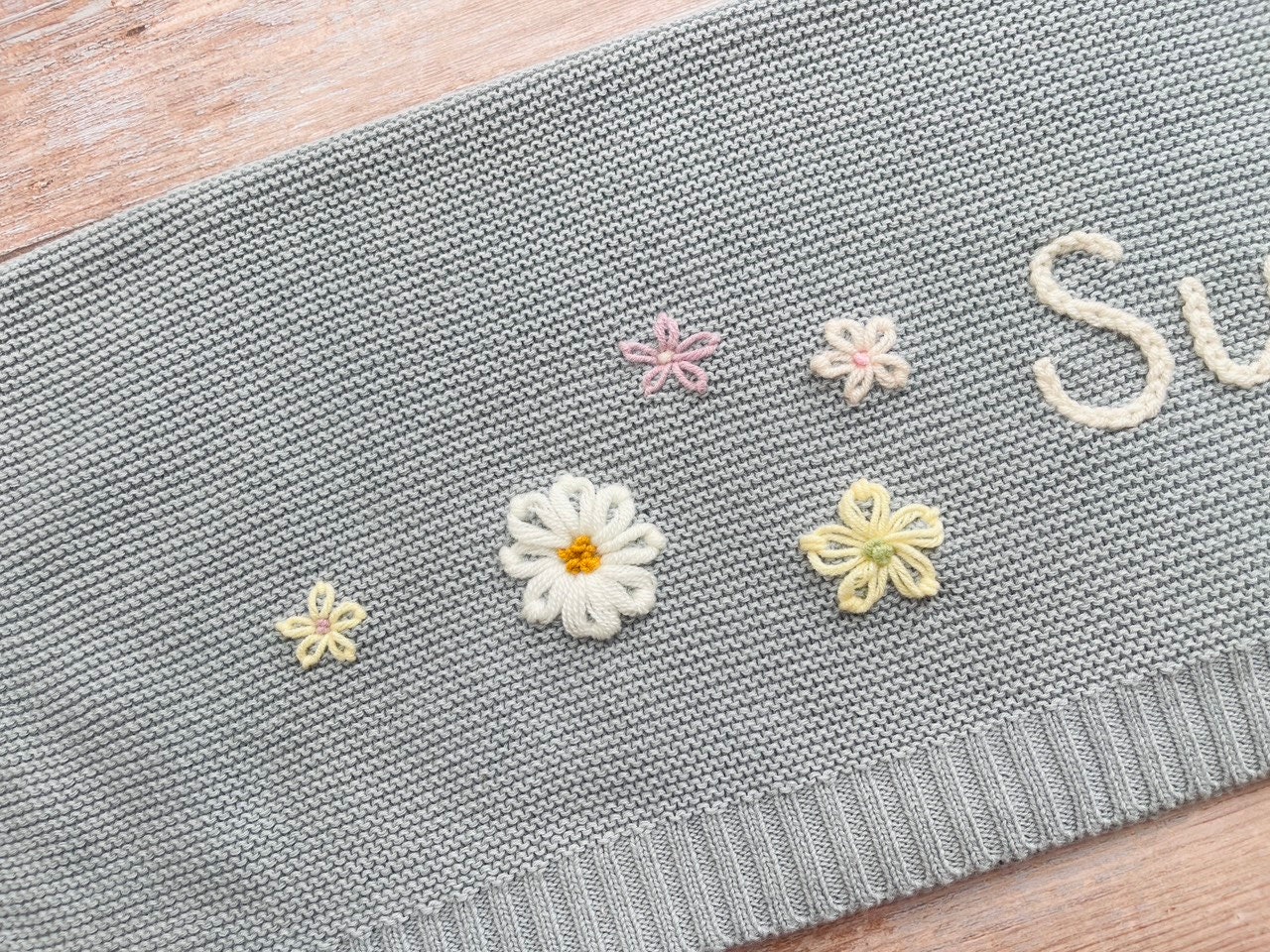 Baby Knit Blanket with Custom Embroidery, Soft Cotton, Newborn Gift, Baby Shower Present