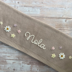 Baby Knit Blanket with Custom Embroidery, Soft Cotton, Newborn Gift, Baby Shower Present