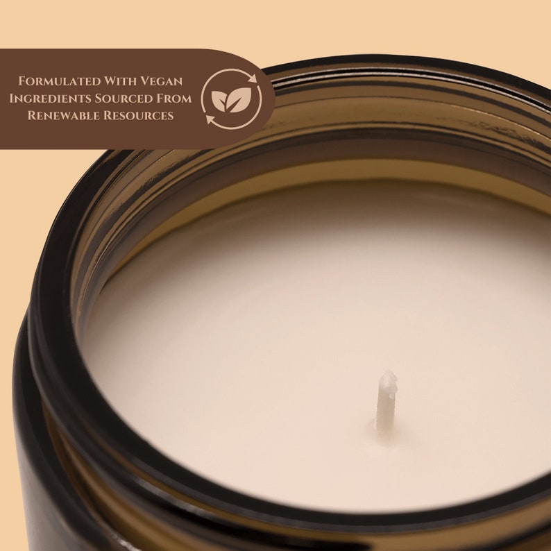 PHD Candle candle close up of coconut soy wax and cotton wick in amber class jar vessel