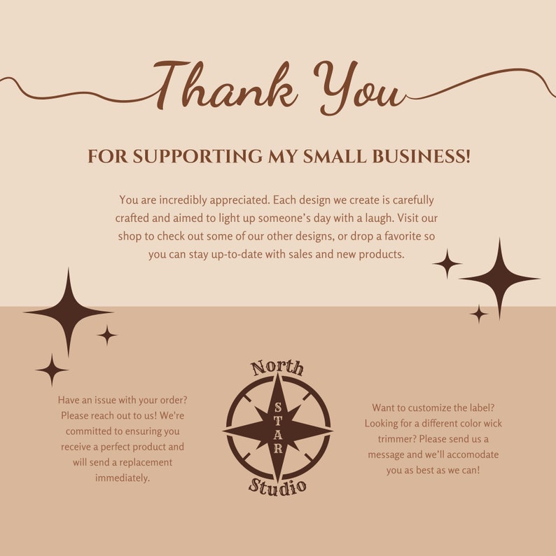 PHD Candle thank you for supporting my small business note