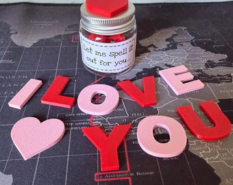 3D Printed Love Jar Letter Set – Red Pink I Love You Decor (Anniversary, Valentine’s)