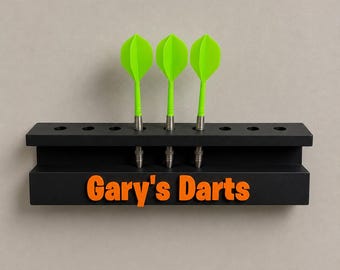 Personalised 9 Dart Holder | Custom Name Dart Storage Display | 3D Printed Wall Mount