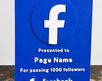 Personalised Facebook Follower Award: Custom Channel Milestone Gift