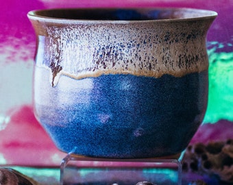 Handmade, one-of-a-kind purple wheel thrown ceramic vase