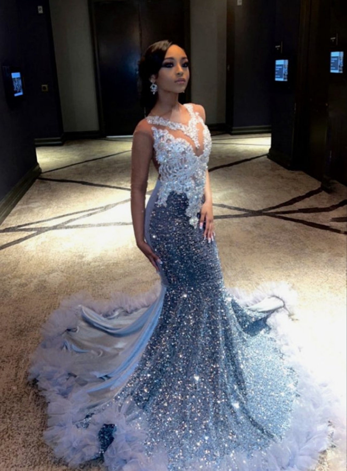 Silver Sequins Mermaid Prom Dress, Silver Prom Dress, Prom Dress