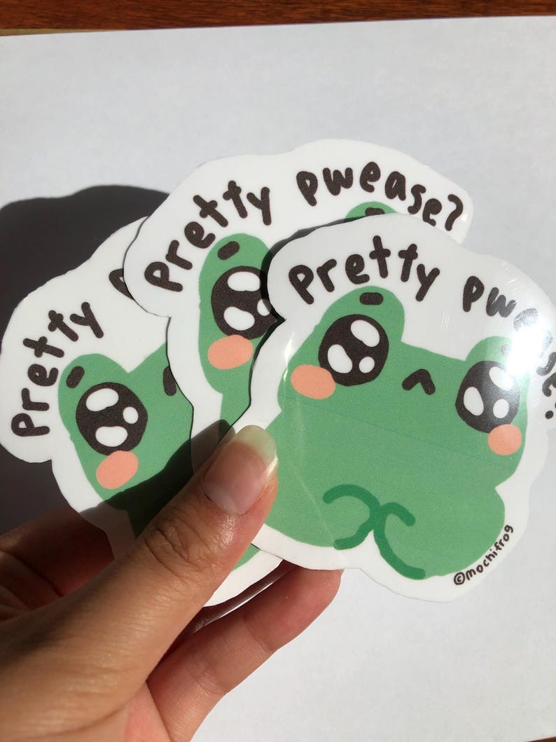 Pwease Sticker Pretty Please Frog Sticker - Funny Laptop Decal (2.9x2 In) - Etsy