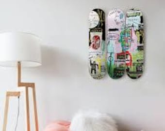 Basquiat In Italian Skateboard Art | Skateroom Inspired Piece of Handmade 7ply Canadian Maple | Perfect Gift For Art Lovers