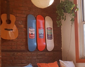 Campbells Soup Can Andy Warhol Skateboard Wall Art Triptych Modern Art
