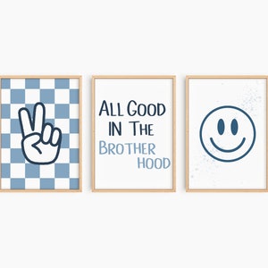 All Good In The Brotherhood Wall Art, Boys Room Wall Art Set, Kids Wall Art, Boys Bedroom Decor, Playroom Wall Art Decor, Brothers Wall Art