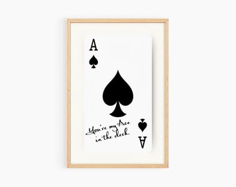 You're My Ace In The Deck Girly Prints Poster, Trendy Playing Card Wall Art Poster, Preppy Decor, Dorm Room Wall Art, S069