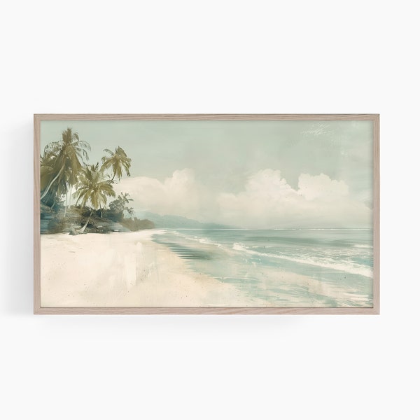 Samsung Frame Tv Art Beach,  Neutral Beach Print, Coastal TV Decor, Summer Beach Tv, Summer Beach Scenery, Tv Decor, T580