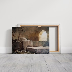 Jesus Tomb Printable Art, The Tomb is Empty Wall Art, He is Risen, Christian Art Printable, Entry Wall Decor, Easter Wall Art, S199
