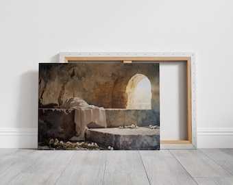 Jesus Tomb Printable Art, The Tomb is Empty Wall Art, He is Risen, Christian Art Printable, Entry Wall Decor, Easter Wall Art, S199