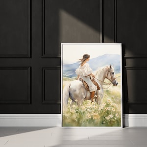 Horse Nursery Decor, Girl and Horse Wall Decor, Teen Girls Room Decor, Horse Wall Art for Girl, Equestrian Art, PRINTABLE Girl Wall Art