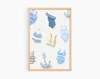 Beach Art Print, Beachy Wall Art Prints, Coastal Cowgirl Wall Art, Cute Beach House Poster, Beach House AirBnb Decor, S