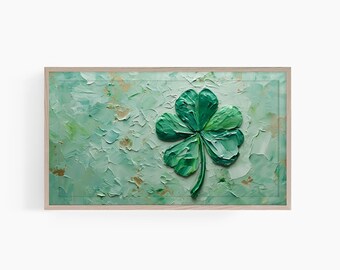 Arte de TV con marco para el Día de San Patricio, Arte de TV con marco Samsung, Arte de TV con marco de trébol, Arte de TV con marco de trébol de cuatro hojas verde, Arte de TV del Día de San Patricio