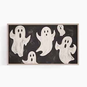 Samsung Frame TV Art | Ghost Halloween Art | Ghost Frame Tv Art | Modern Farmhouse | Halloween Decor | Black & White Ghost Tv Art | T744