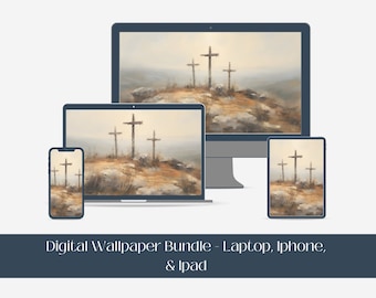 Easter Cross Digital Wallpaper, IPhone IPad Laptop Wallpaper Background, Cross Digital Wallpaper, Christian Screensaver, Religious Wallpaper