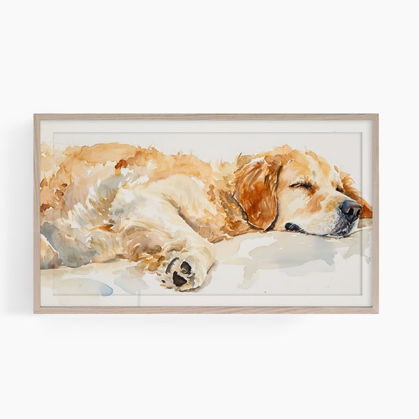 Golden Retriever Frame TV Art, Dog Lover Frame Tv Art, Dog Mom Frame Tv Art, Golden Retriever Aquarelle Tv Art Print, Téléchargement numérique