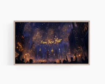 Happy New Year Tv Art, Samsung Frame Tv Art, New Years Frame TV Art, New Years Eve Fireworks Tv Art, T816