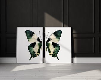 Butterfly Wall Art Set, Split Butterfly Wall Art Print, Printable Wall Art, Nursury Decor Wall Art, Girl's Room Wall Art Decor