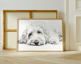 Golden Doodle Wall Art Print, Watercolor Doodle Dog Art Print, Printable Wall Art, Dog Lover Art Print, Golden Doodle Lover Wall Art, S146