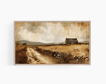 Samsung Frame Tv Art Ireland, Frame TV Art Antique Sketch, Landscape Tv, Vintage Landscape Frame Tv Art, Vintage Oil Painting Frame Tv Art