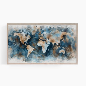 Samsung Rahmen Tv Kunst Karte, Aquarell Weltkarte Kunst, Rahmen Tv Kunst Weltkarte, Großes Poster Weltkarte Kunst, T725