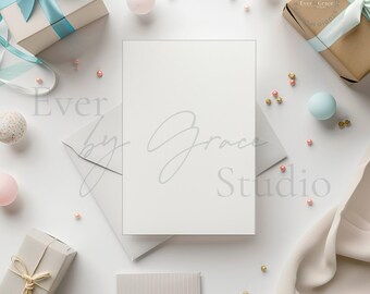 Birthday invitation mockup, 5x7 card mockup, party invitation mockup, birthday invite template mockup, jpg, psd, digital download, m043
