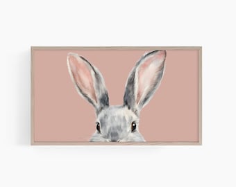 Easter Frame TV Art, Bunny's Ears Art, Easter Bunny, Rabbit Watercolor Painting Tv Art, Nursery Print, Easter Decor, Digital Download, T856